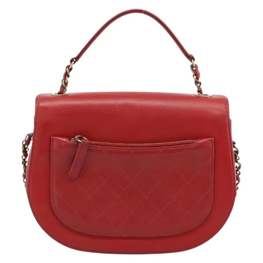Chanel Calfskin Chain Shoulder Bag Red